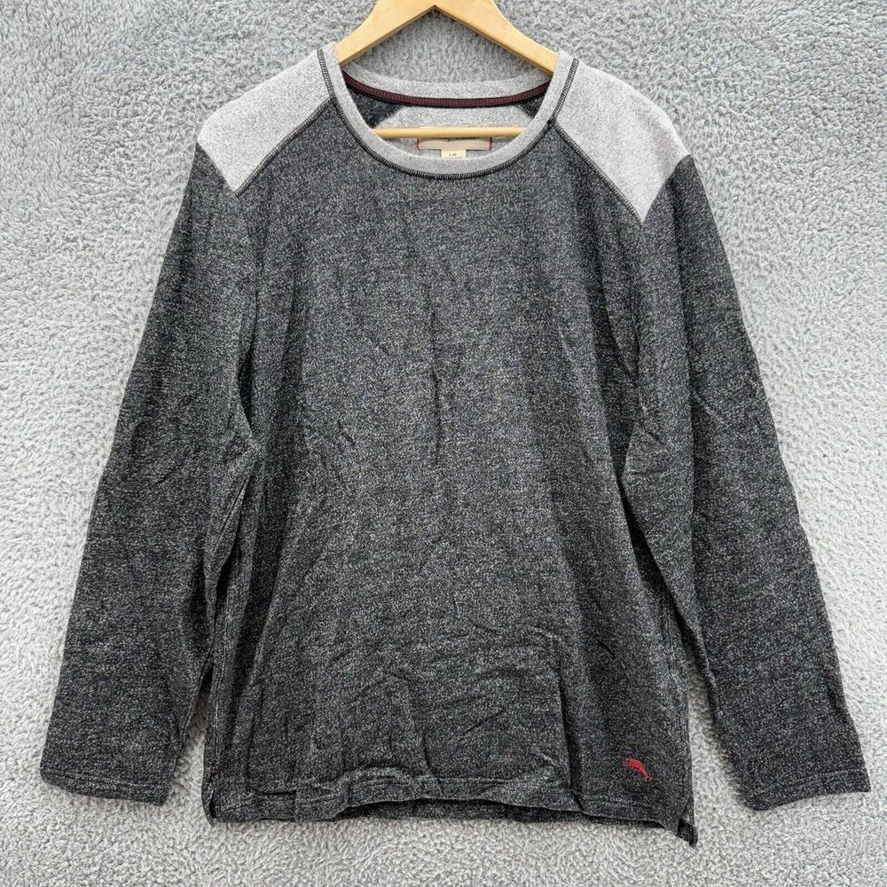 Tommy Bahama Sweatshirt Mens Large Heather‎ Gray Round Neck Pullover Long Sleeve